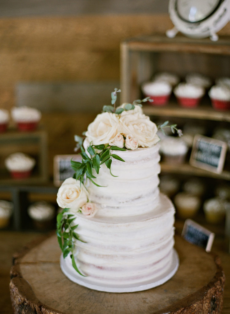 flowers on top of wedding cake